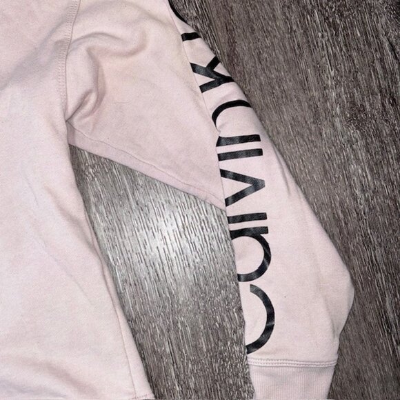Calvin Klein Collared Womens MEDIUM Pink Cropped Long Sleeve Spellout Size M - Picture 3 of 6